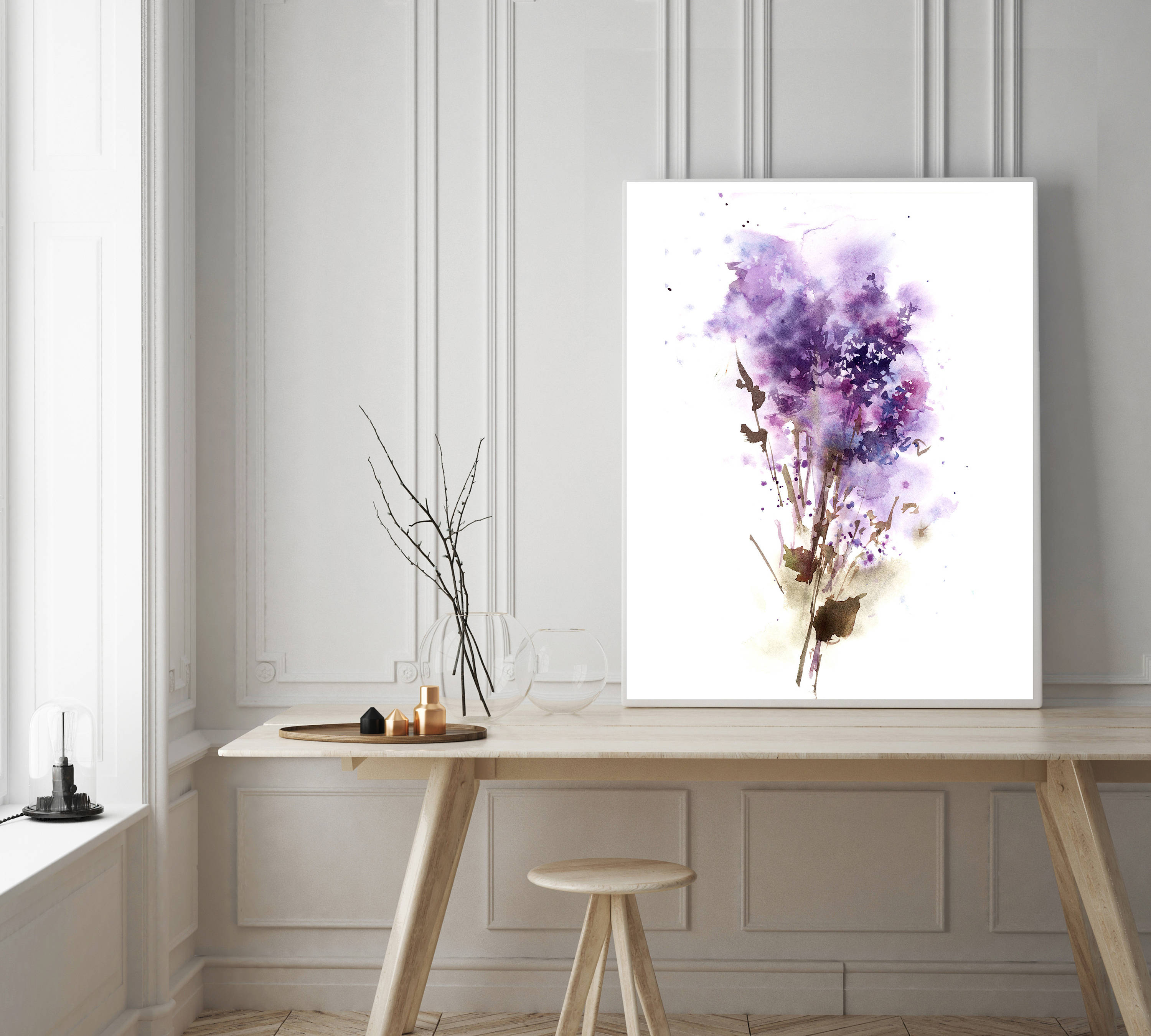 Lilac Flowers Art Print Abstract Floral Fine Art Print | Etsy