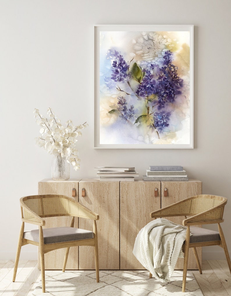 Lilac Flowers Painting Floral Art Print Botanical Watercolor - Etsy