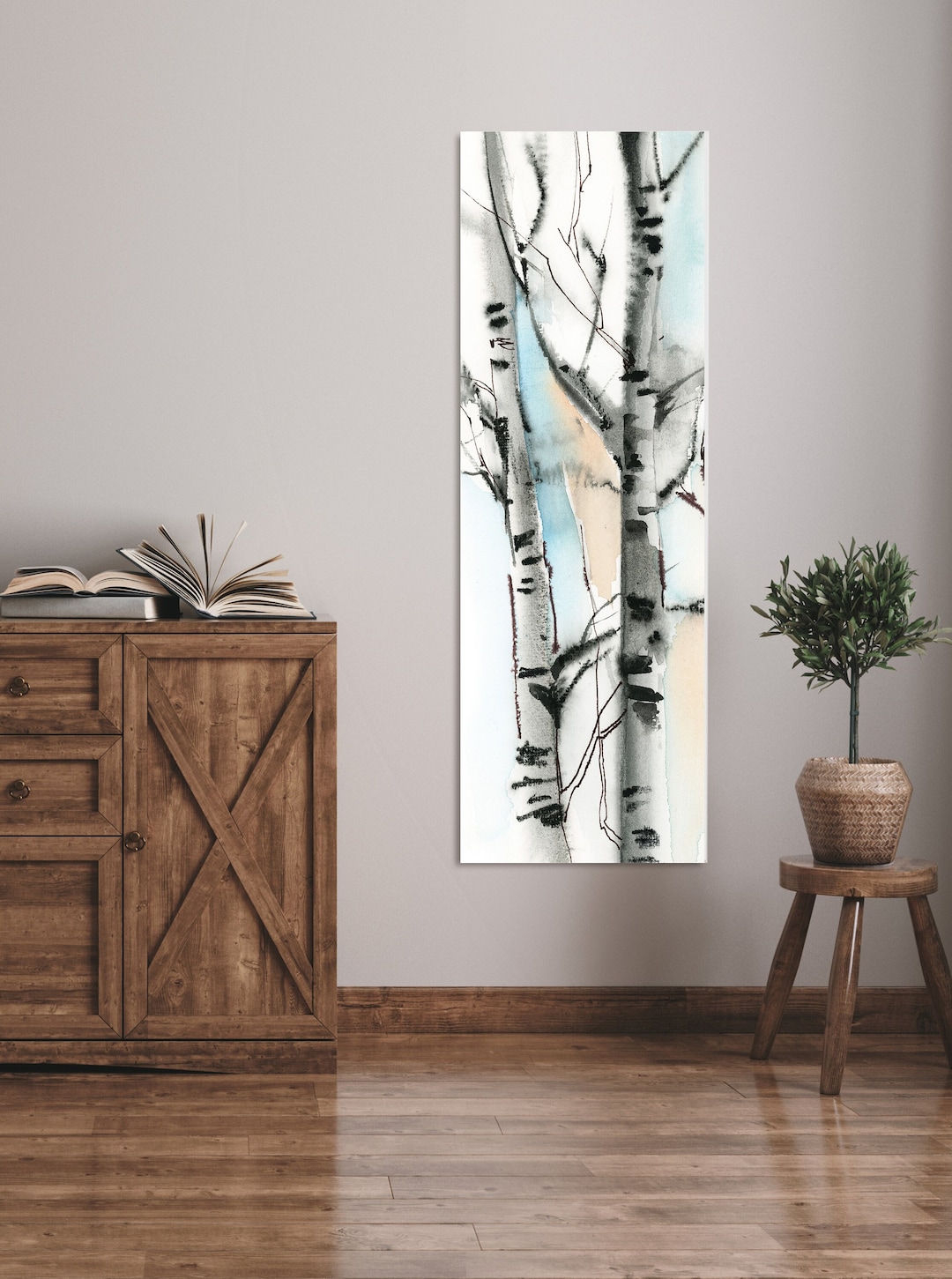 Long Vertical Art Print, Trees Wall Art, Stairwell Wall Decor, Aspen