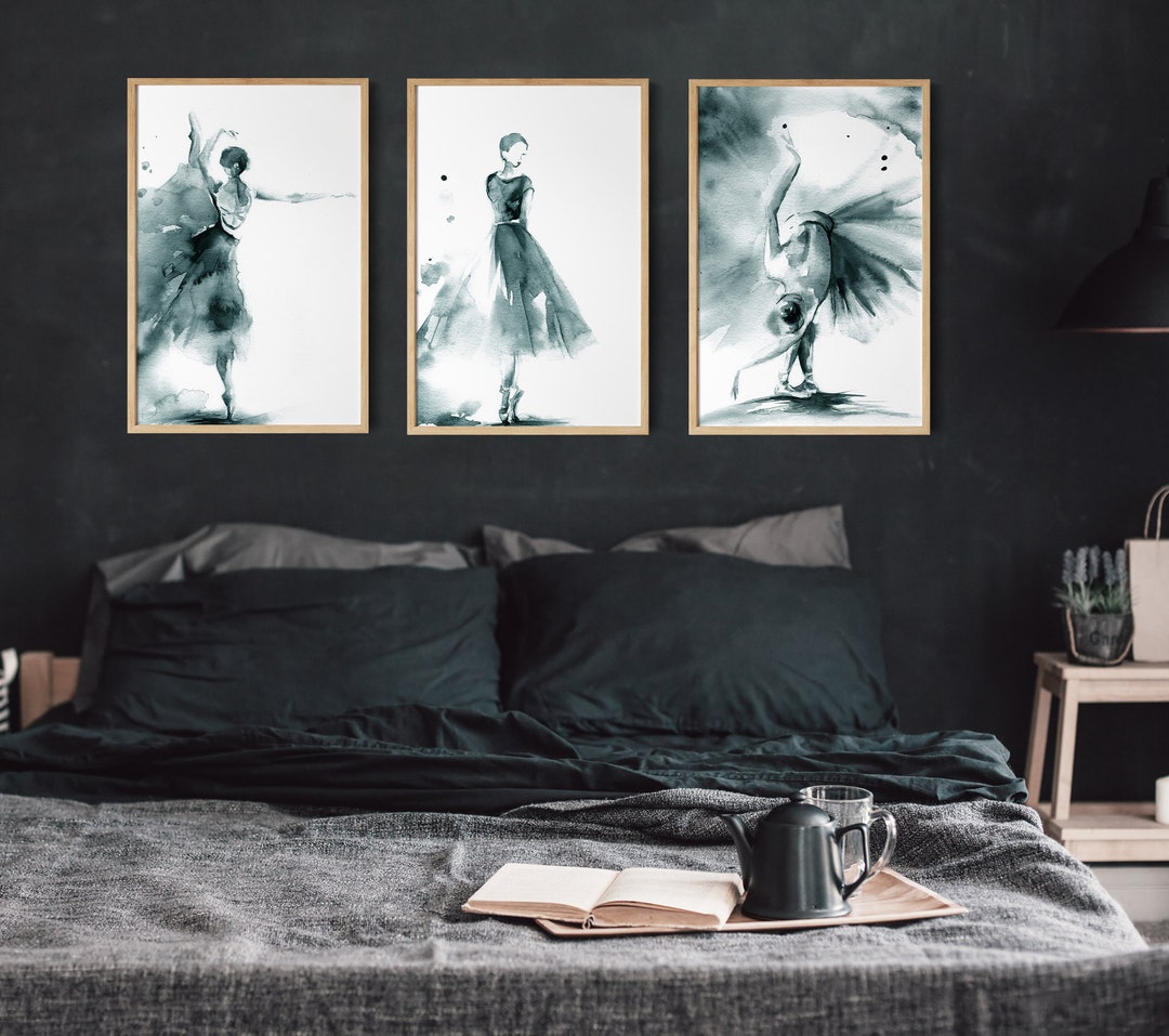 Ballerina 3 Fine Art Prints Set Wall Decor, Dance Watercolor Painting ...
