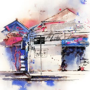 Tel Aviv City Scene Fine Art Print, Israel Painting, Watercolor Print, Cityscape Art, Israel Travel Wall Home Decor, Tel Aviv Wall Print