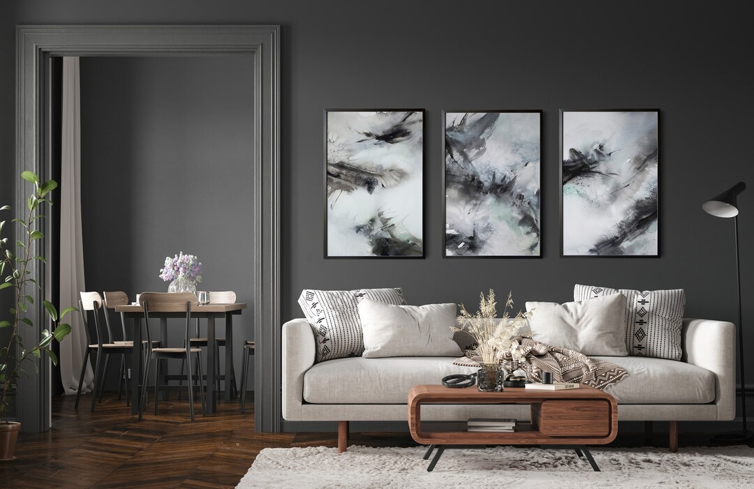 Gallery Set of 3 Large Wall Art Decor Fine Art Prints, Black and White