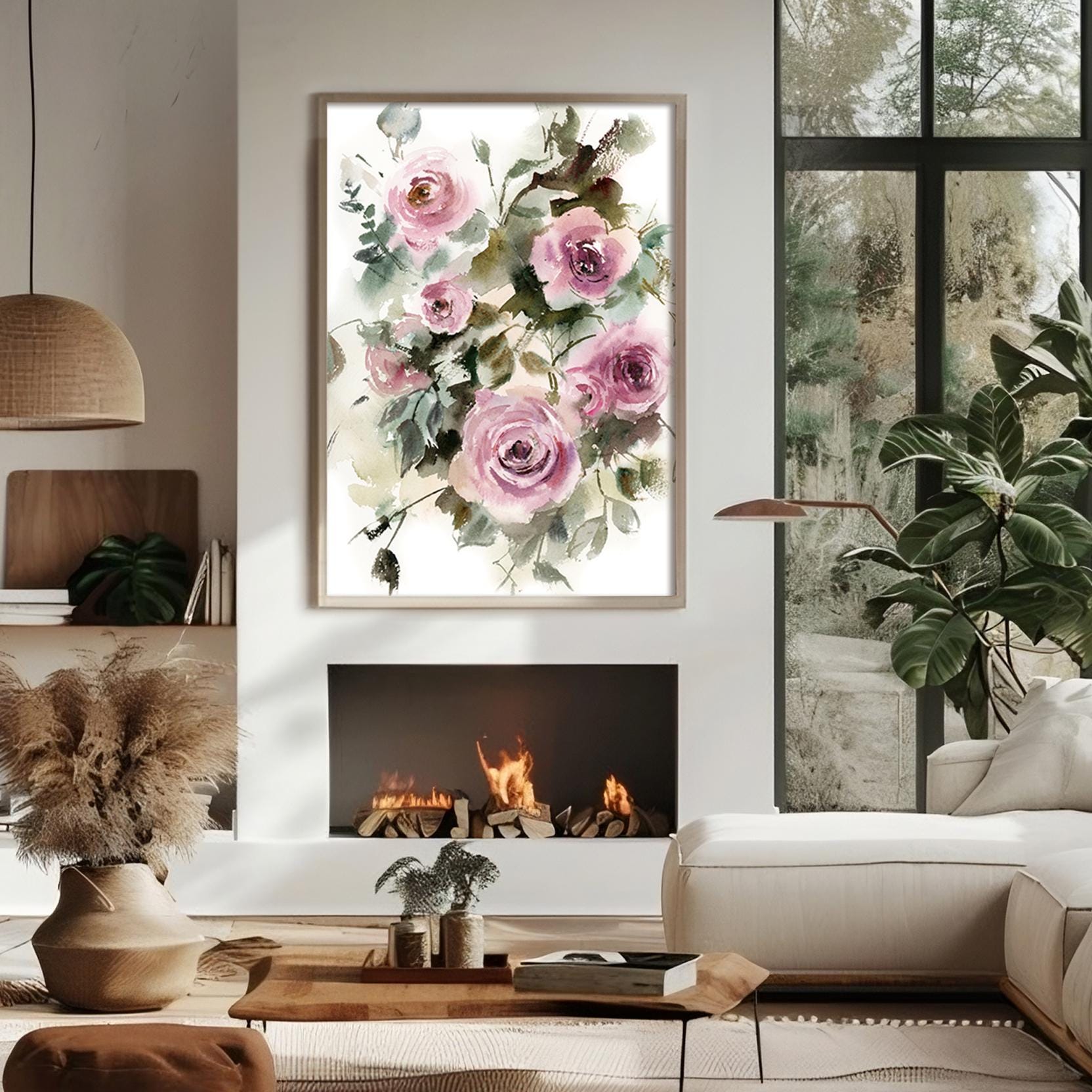 Pink Roses Fine Art Print - Floral Botanical Watercolor Painting ...