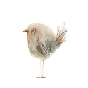 Bird Watercolor Print, Bird Illustration Painting, Cute Funny Bird Wall Art, Nursery Wall Decor, Fine Art Print, Bird Art, Minimalist Bird