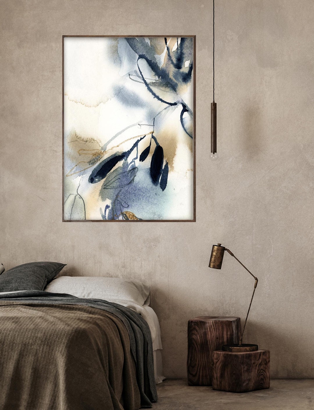 Blue Leaves Abstract Botanical Wall Fine Art Print - Abstract Botanical ...