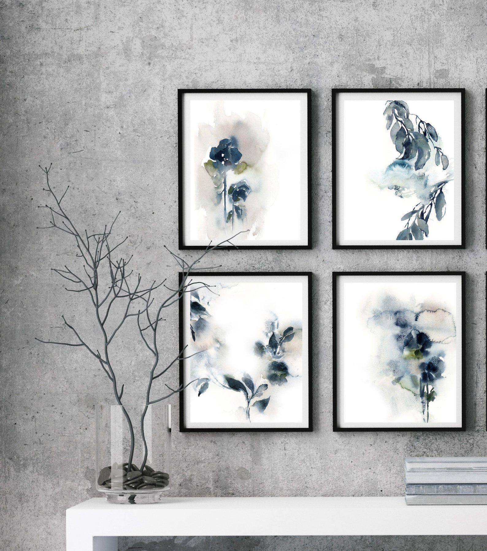 Floral Prints Set of 4 Prints Watercolor Art Prints Set Etsy