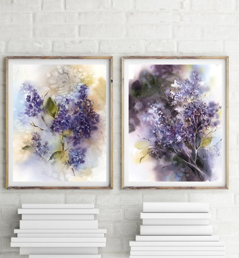 Lilac Flowers 2 Art Prints Wall Gallery Set of 2 Fine Art Etsy