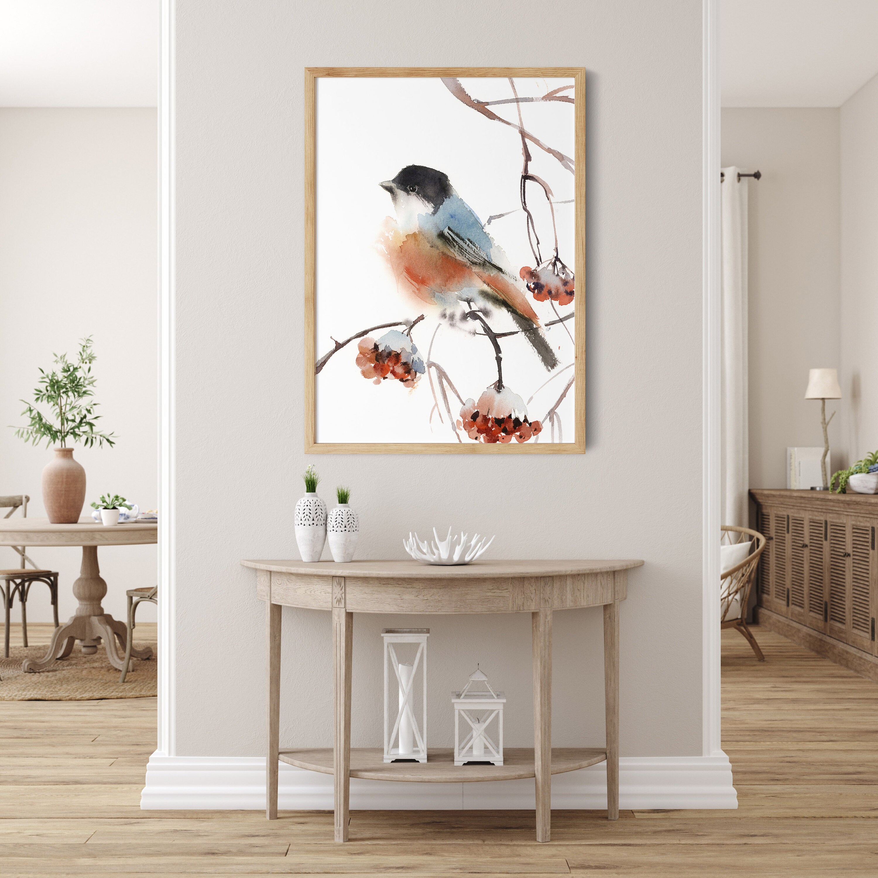 Bullfinch Bird Painting Fine Art Print Bird Watercolor Print - Etsy