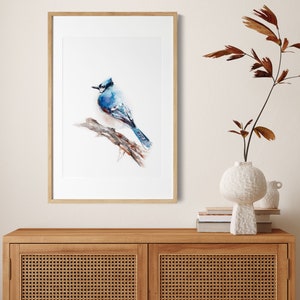 Bird Wall Decor, Blue Jay Bird Print, Watercolor Painting of Bird, Bird Wall Art, Giclee Print, Blue Bird Fine Art Print, Bird Painting Art image 5
