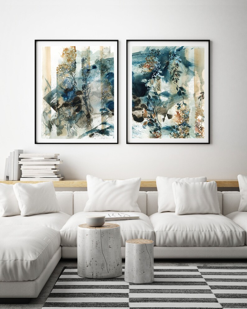 Abstract Emerald Green Art Prints Set of 2 Abstract | Etsy