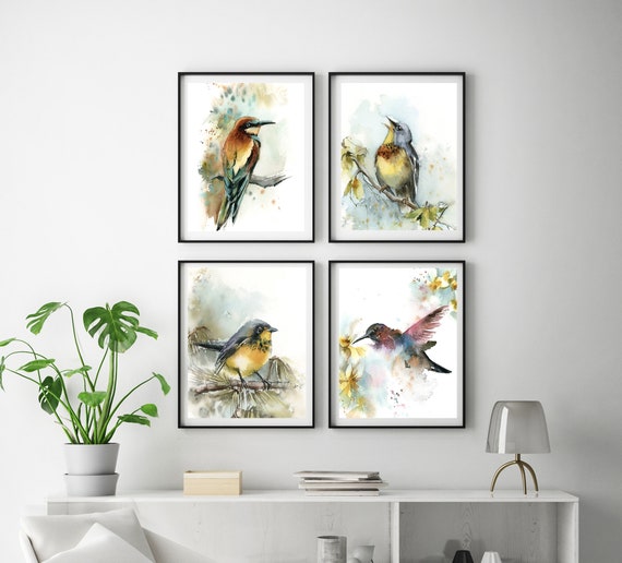 Vogel Galerie Wand Kunstdrucke Set 4 Fine Art Prints Vogel Etsy