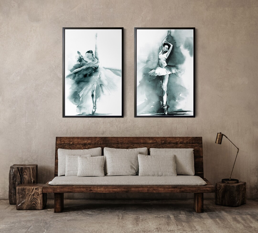 Ballerina 2 Wall Prints Set, Ballet Painting Art, Watercolor Prints 2 ...
