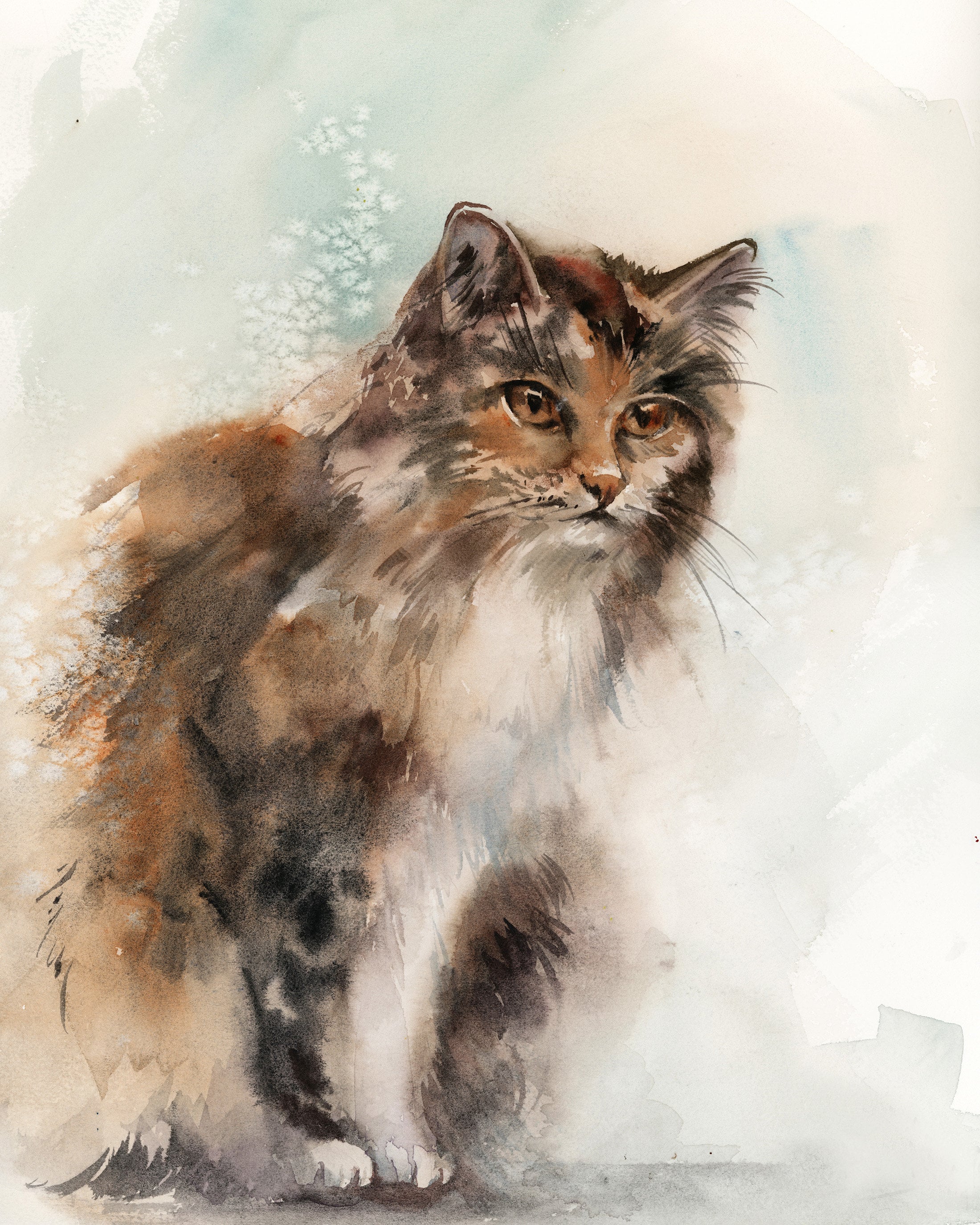 Cat Fine Art Print Cat Loose style Watercolor Painting Art Etsy