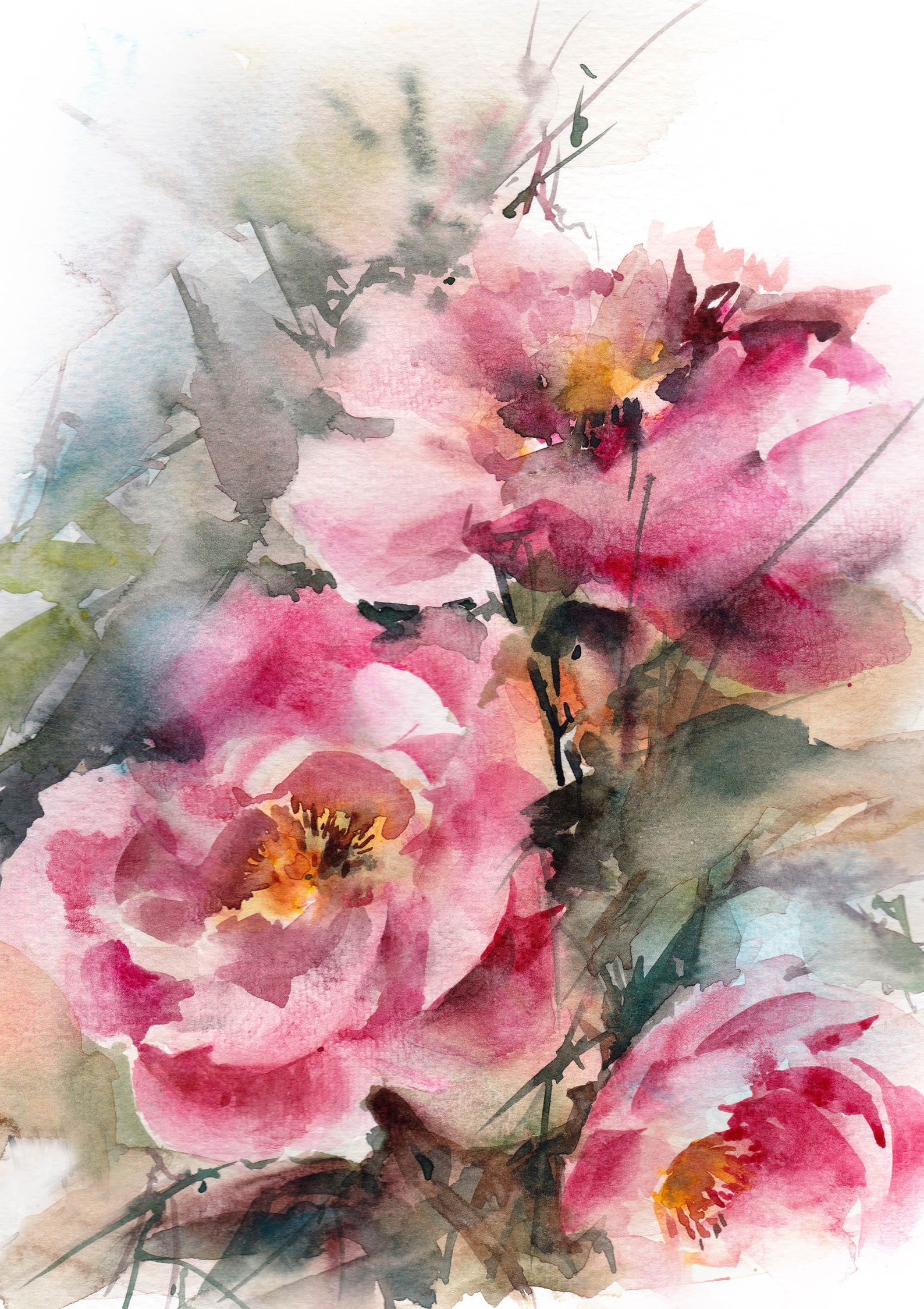 Pink Wall Art Roses Peonies Wall Art Set of 2 Floral Wall Etsy