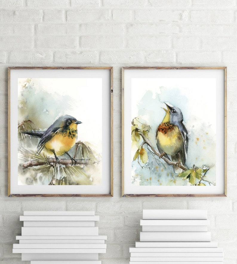 Bird 2 Prints Set Bird Wall Gallery Set of 2 Fine Art Prints Etsy