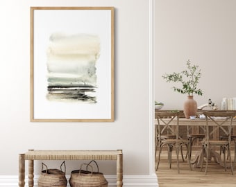 Abstract Neutral Landscape Painting, Neutral Pastel Tones Fine Art Print, Nature Wall Decor, Earthy Colors Wall Art, Minimalist Abstract Art