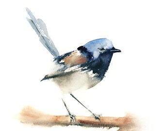 Wren Bird Art Print, Bird Watercolor Print, Birdie Painting, Little Bird Illustration
