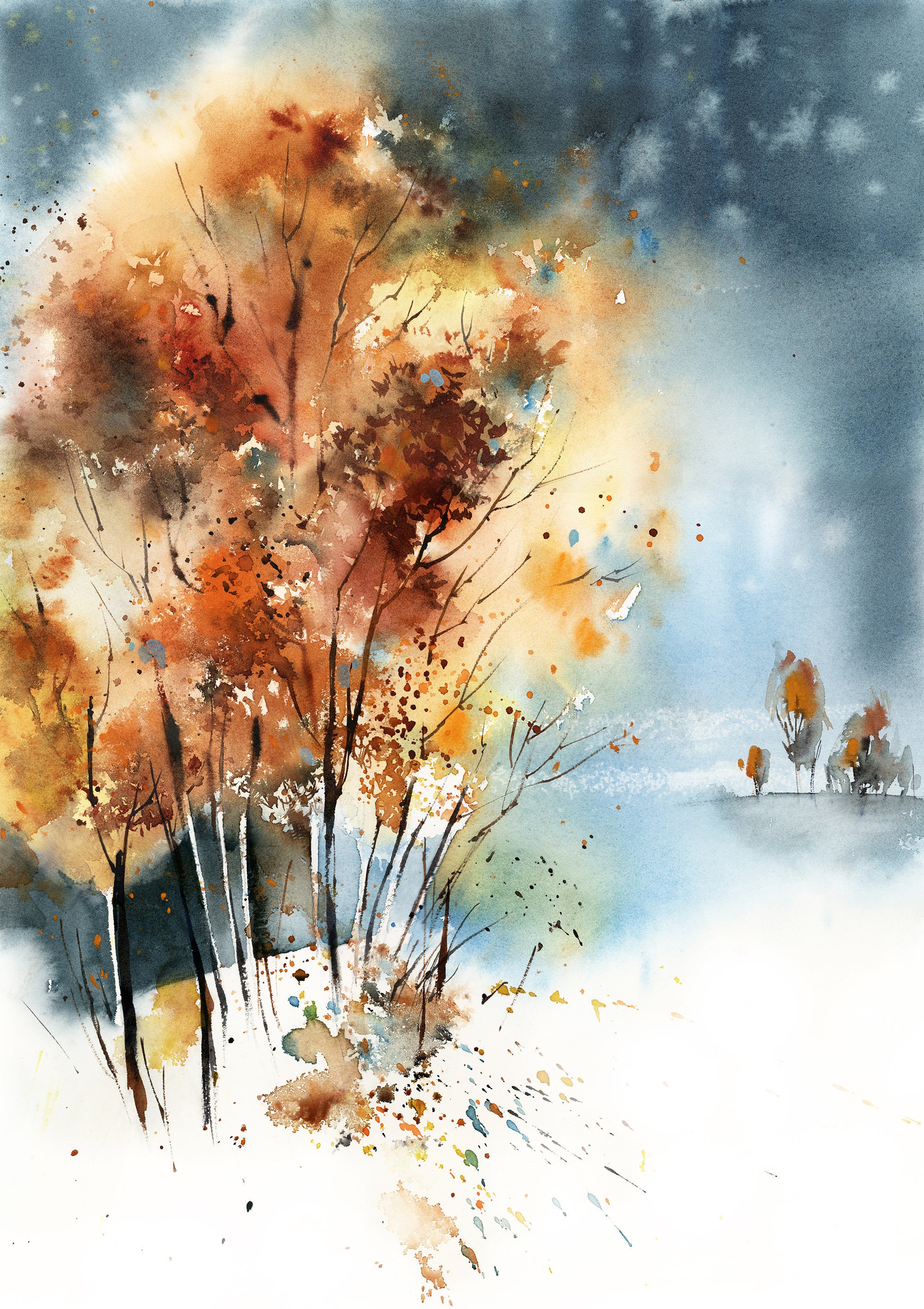 Autumn Landscape, Small Drawing, Original Oil Pastel Art, Wall Art, Nature  Art, Home Decor, Tree Drawing, Oil Pastel Landscape, Tree Art -  Israel