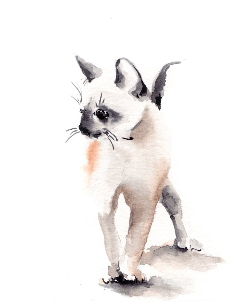 Cat Painting Cat Art Print Kitty Wall Art Watercolor Etsy