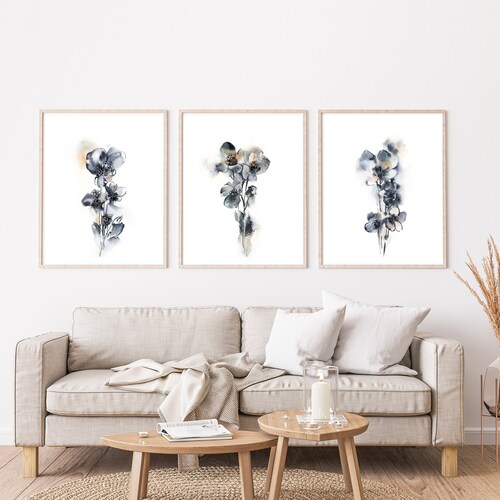 Blue Blossoms Print Flowers Watercolor Painting Floral - Etsy