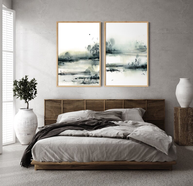 Abstract Nature Wall Decor Minimalist Watercolor Paintings Etsy