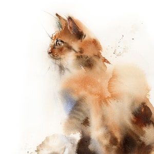 Katze Aquarell Druck, Orange getigerte Katze Malerei, Ginger Katze Wand Kunst Druck, Katze Aquarell Malerei, Katzen-Liebhaber Geschenk, Katze Wand Kunst Druck