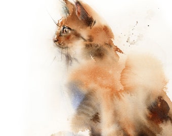 Ingwer Katze Fine Art Print, Orange getigerte Katze Malerei, Katze Aquarell Print