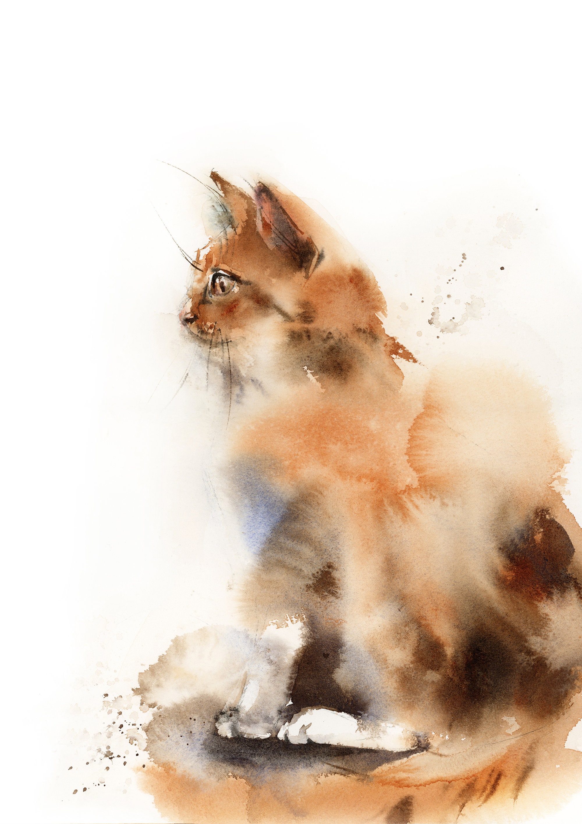 ジンジャーキャットのファインアートプリント、オレンジのトラ猫の絵画