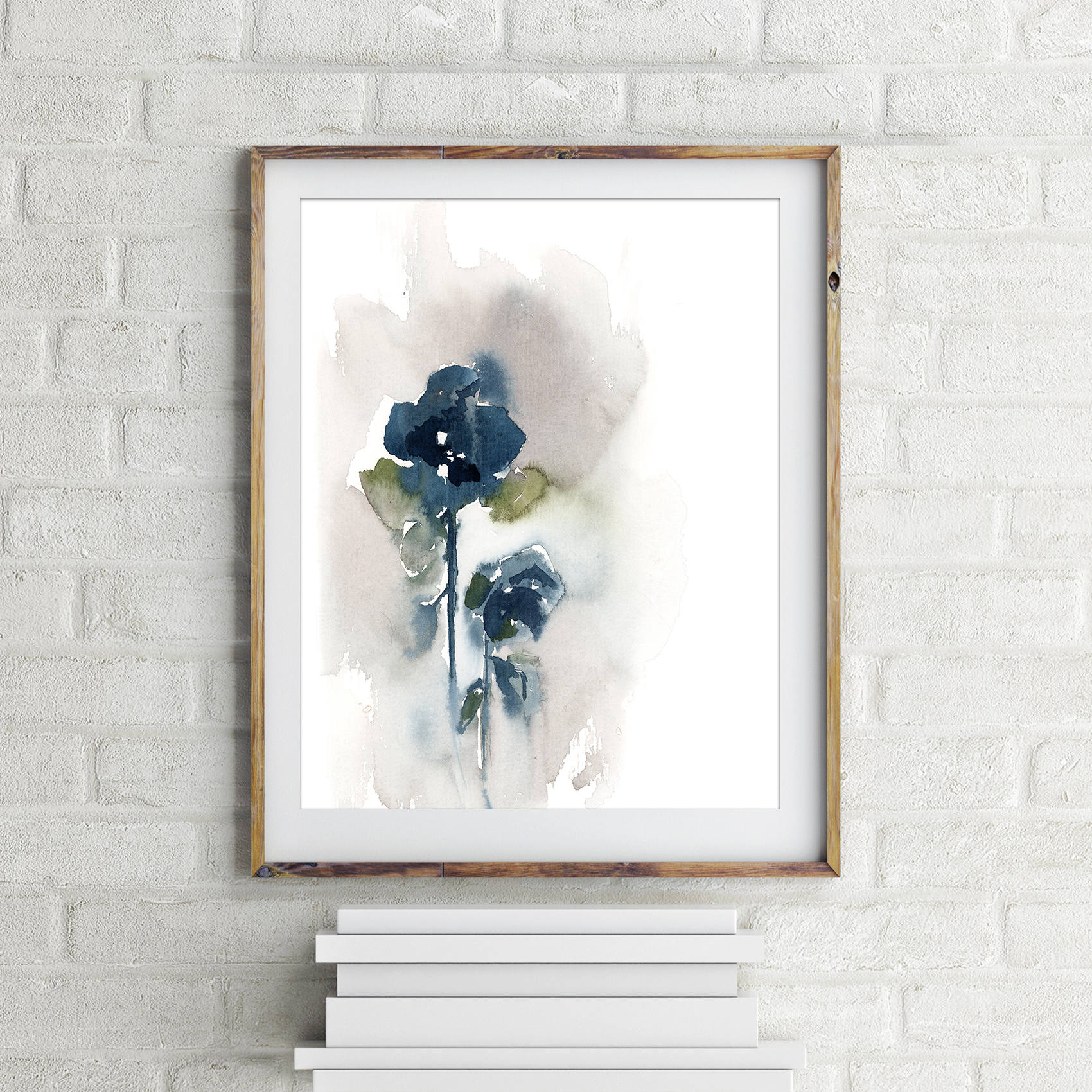 Abstract Blue Florals Painting Art Print Abstract florals | Etsy