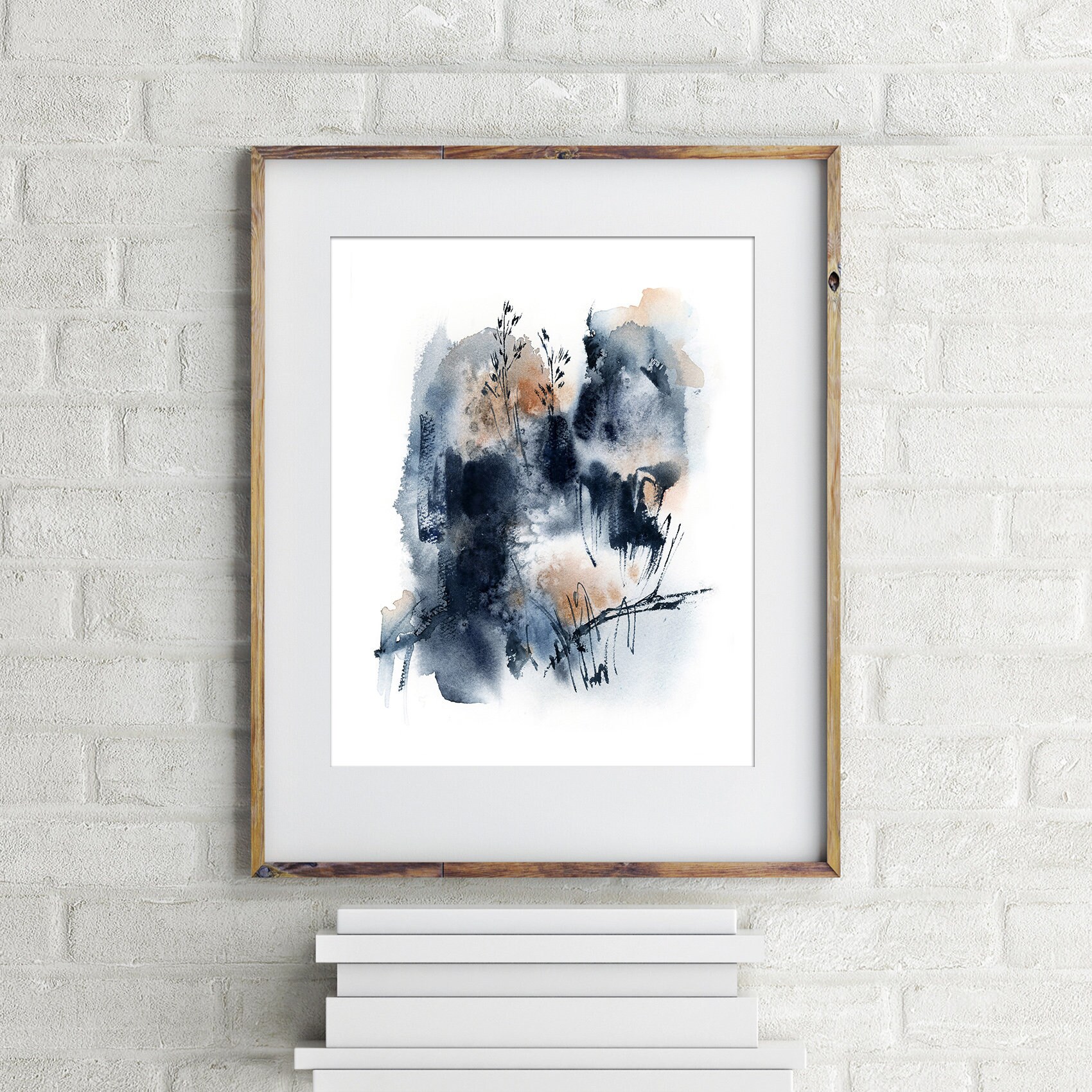 Blue Abstract Painting Art Prints Set of 2 Abstract Nature in | Etsy