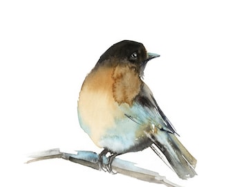 Bird Fine Art Print, Minimalist Bird Painting, Pastel Colors Watercolor Print Wall Decor