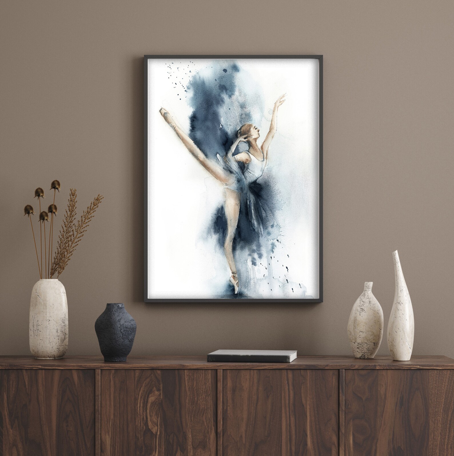 Ballerina Print Ballet Art Watercolor Painting Blue Dance - Etsy