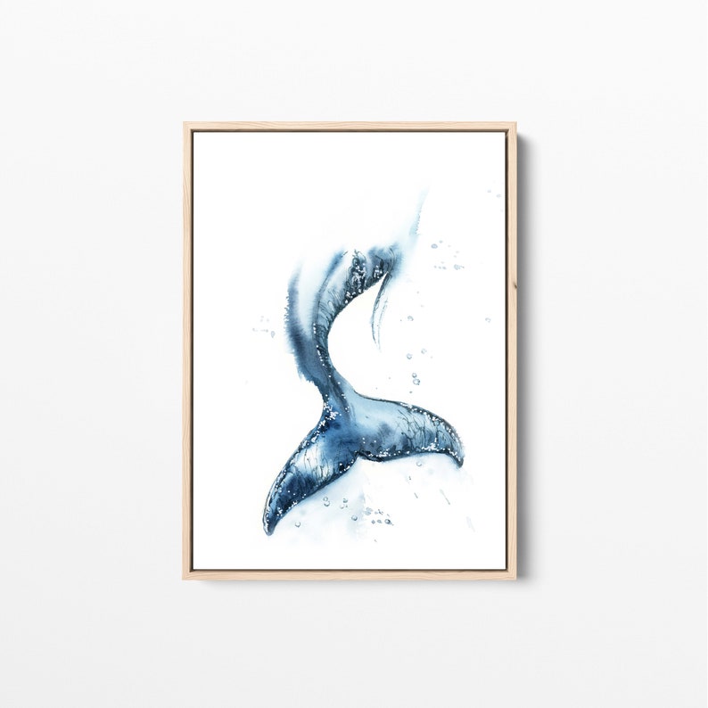 Whale Tail Art Print Watercolor Painting of Whale Watercolor - Etsy
