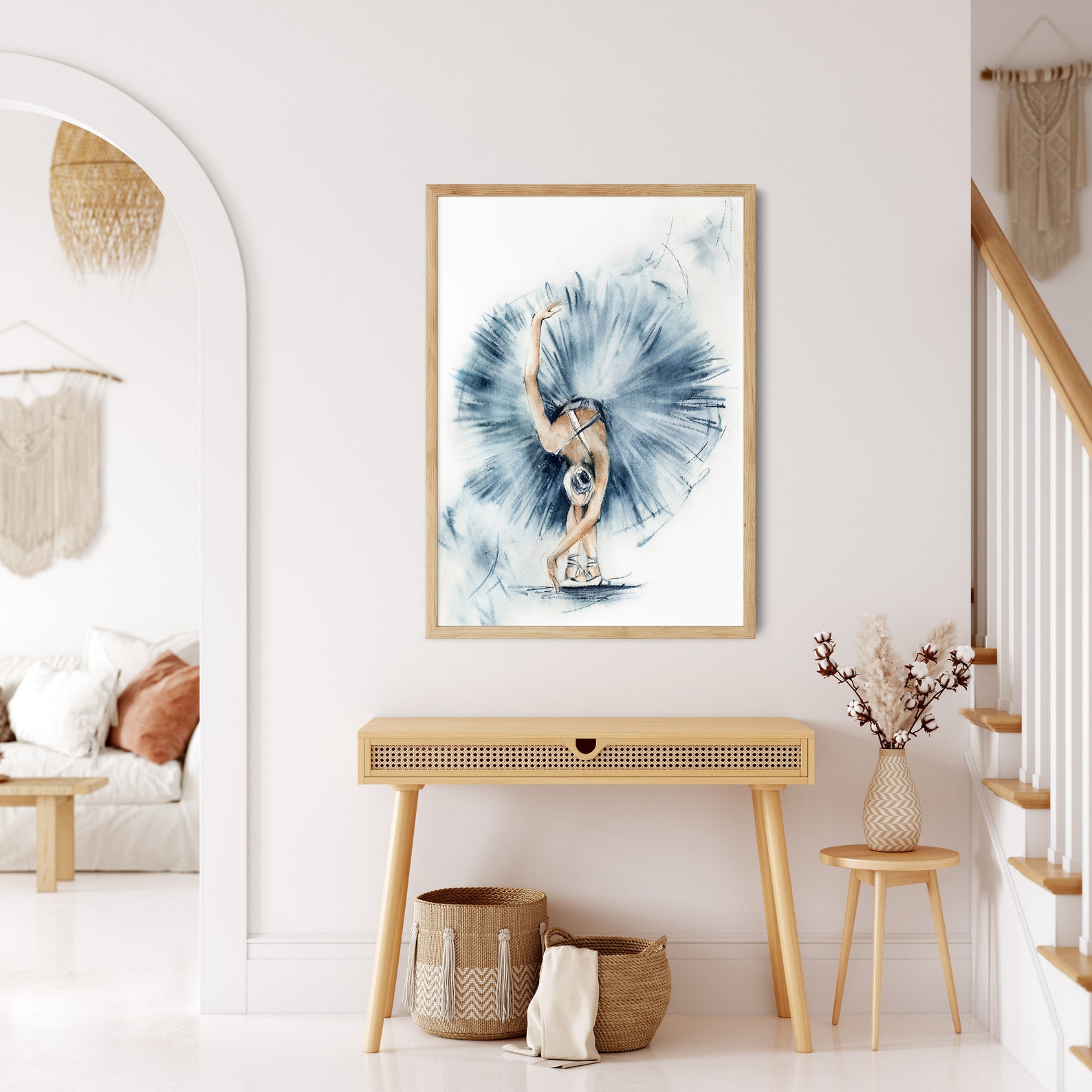 Ballerina Wall Print Ballerina in Blue Tutu Watercolor - Etsy