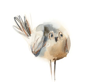 Little Birdie Fine Art Print Wall Decor, Bird Painting, Pastel Colors Wall Art, Cute Bird Wall Decor, Watercolor Print, Bird Wall Art Print