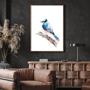 Bird Wall Decor, Blue Jay Bird Print, Watercolor Painting of Bird, Bird Wall Art, Giclee Print, Blue Bird Fine Art Print, Bird Painting Art image 4