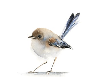 Wren Art Print, Birds Watercolor Painting, Wren Bird Watercolor Print, Little Cute Bird Art Print, Kids Room Decor, Giclee Fine Art Print