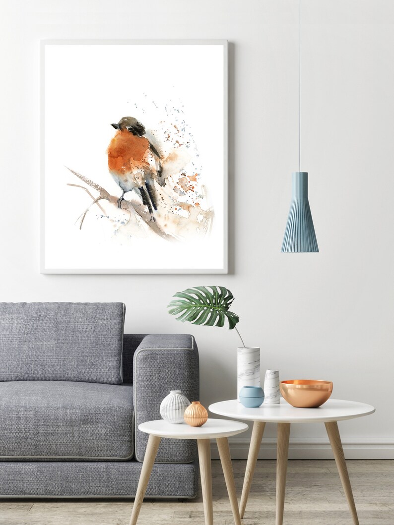 Robin Bird Painting Watercolor Art Print Bird Wall Art | Etsy