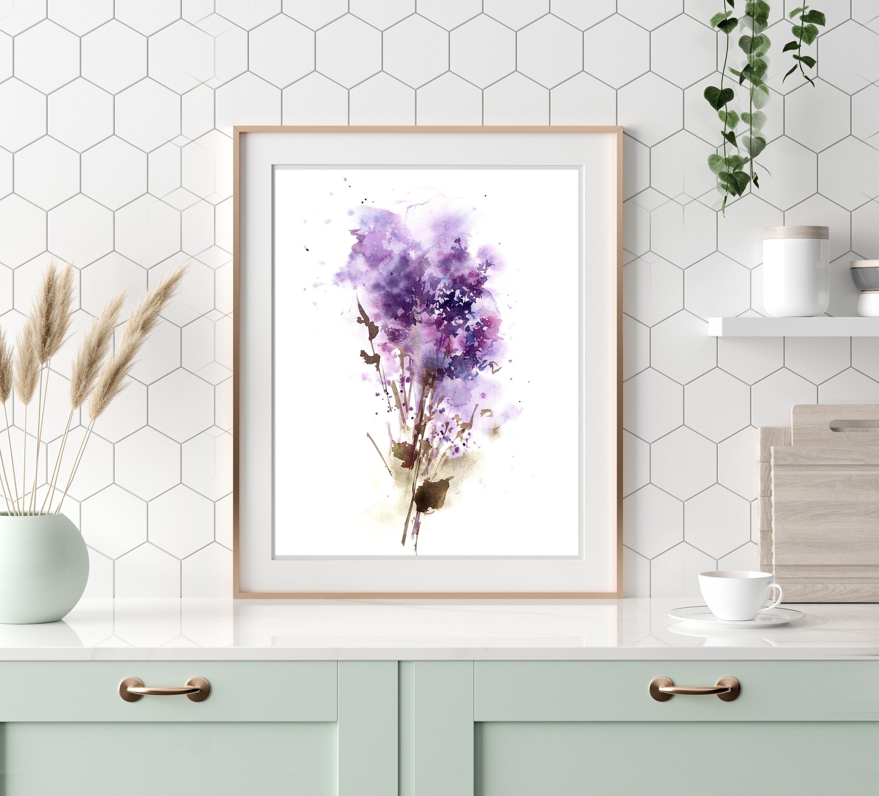 Lilac Flowers Watercolor Painting Art Print Floral Fine Art | Etsy
