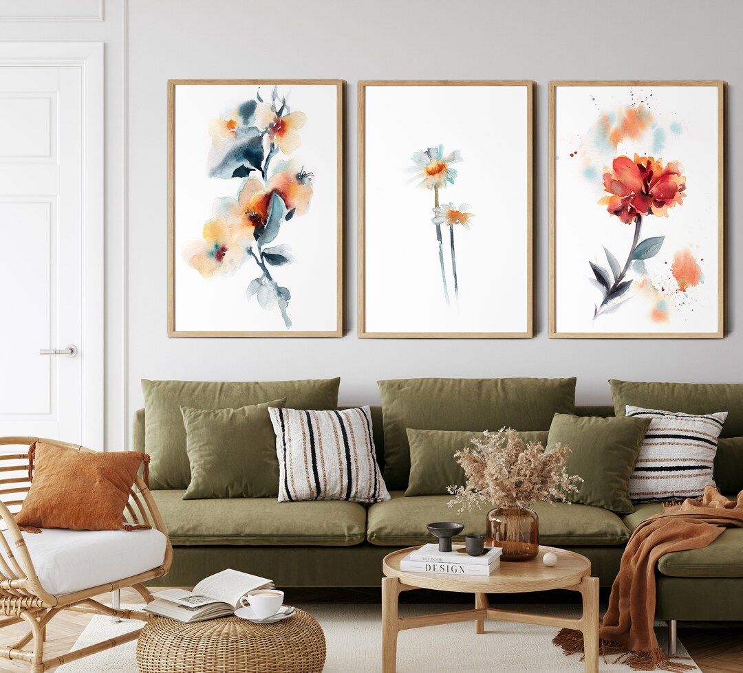Botanical Print Set of 3 Nature Wall Art Floral Prints Etsy
