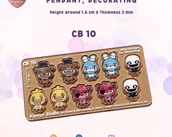 CB 10 Mini Dibujos Animados para Pendientes, Colgantes, Decoración / Five Nights at Freddy's / Impresión UV sobre Acrílico / Incluye pieza para pendientes