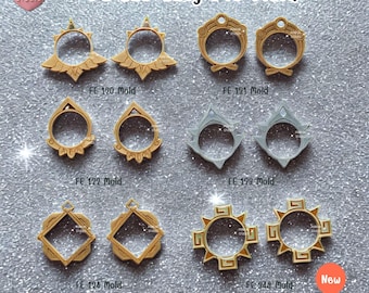 FE 120-124, 349 Mold / Frame Earring Mold / Genshin Vision Frame / Silicone Mold / UV Resin Mold