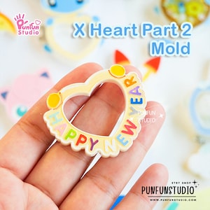 X Heart Part 2 Mold + CSM / Happy New Year / Pokemold / Silicone Mold / Shaker Mold