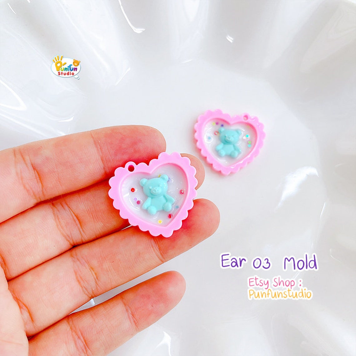 Ear 03 Heart S016 Form Mold / Earring Mold / UV Resin Mold / Etsy