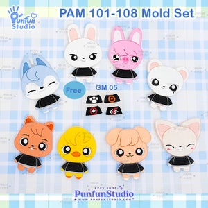 PAM 101-108 SK Animal Mold Set / K-POP / 8 Molds + GM05 / Painting Anime Mold / Silicone Mold