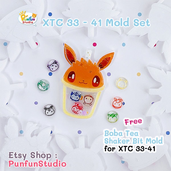 XTC 33-41 Mold Set / Eev Evo x Tea Cup Shaker Molds 9 + 1 / Pokemold …