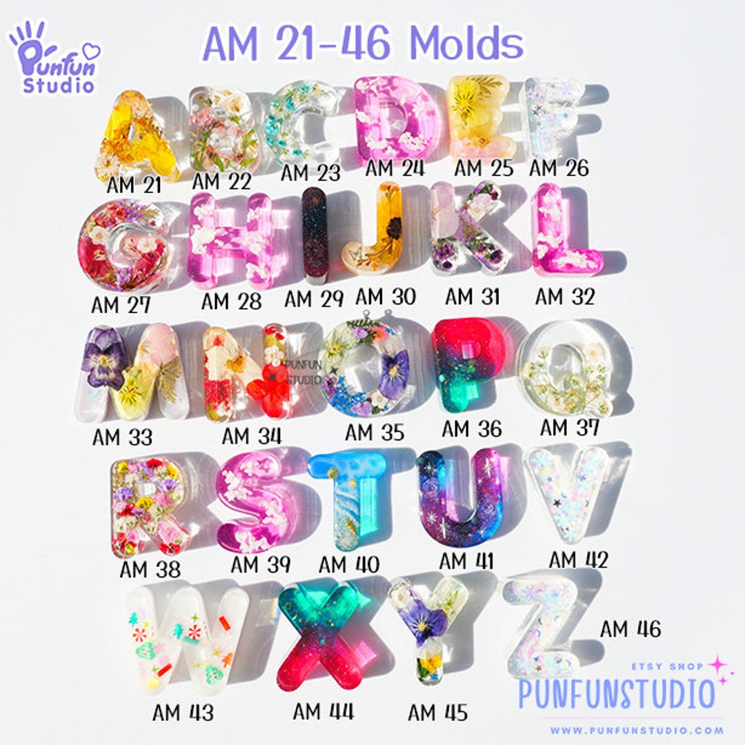 AM 21-46 A-Z Alphabet Molds / 26 pieces / Letter Mold / Silicone