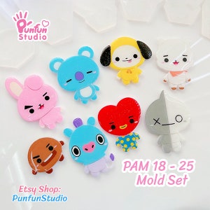 Juego de moldes de animales BT PAM 18-25 / Juego de 8 moldes / K-POP / Molde de pintura de anime / Molde de silicona
