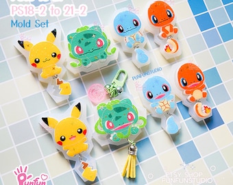 PS 18 to 21, Ps 18-2 to 21-2 Mold Set / 8 molds + Free GM03, a holo tag mold / Pokemold / Silicone Mold