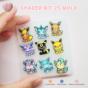 Molde Shaker Bit 25 Eev Evolutions / Pokemold / 19 en 1 / Molde Shaker Bits / Molde de silicona